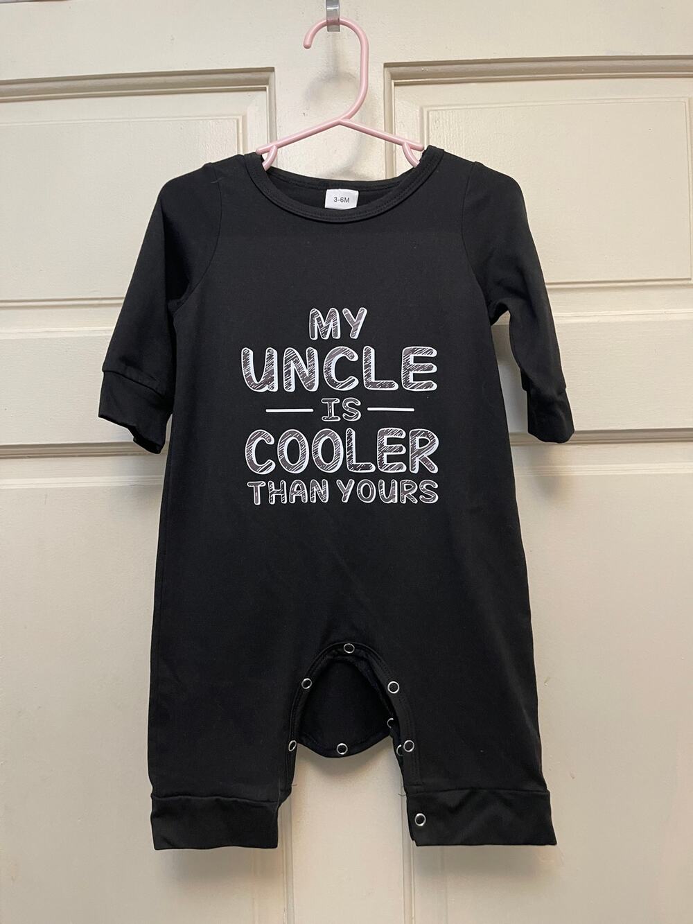 Onesie Black Unisex My Uncle is cooler than yours Size 3-6 month NEW no tags